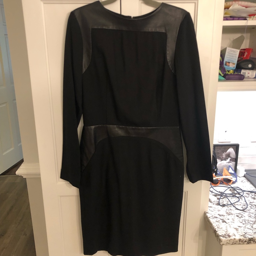 L'AGENCE Black Dress with Leather Details